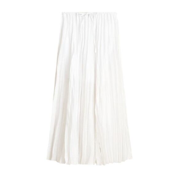 J.Crew Pleated Drawstring Maxi Skirt Linen Blend White Size XXS NWT - Picture 1 of 10